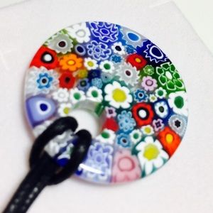 NWT Murano glass pendant leather necklace Venice